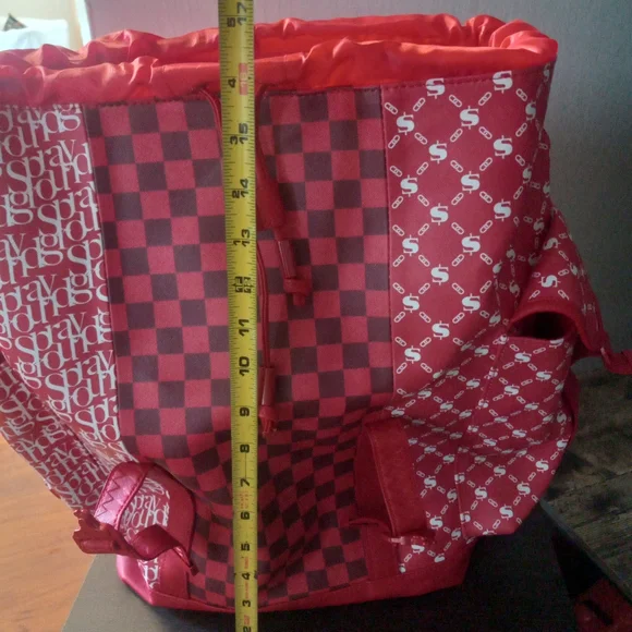 Sprayground Red/White Checkard, Moneysign, Sprayground Logo Bookbag Backpack NWT - Picture 11 of 12